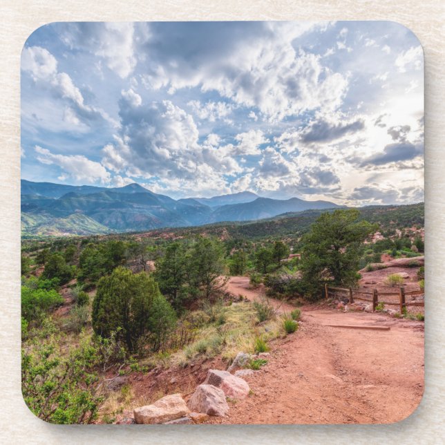 Colorado Pikes Peak Abend Wandern Getränkeuntersetzer (Vorderseite)