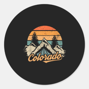 Colorado - Retro Vintage Berge Natur Wandern C Runder Aufkleber