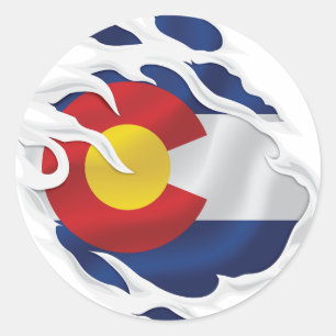 Colorado Ripped Flag Runder Aufkleber