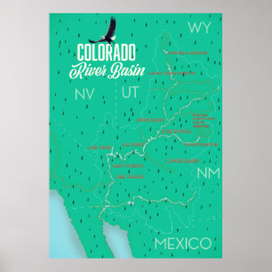 Colorado River Basin Vintage Karte Poster