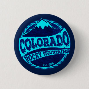 Colorado Rocky Mountains aquamarin blauer Tintenkn Button