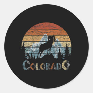 Colorado Rocky Mountains Retro-T-Shirt Skifahren C Runder Aufkleber