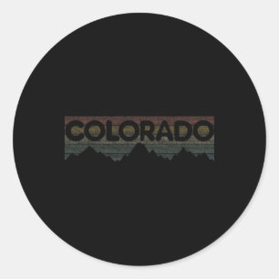 Colorado Rocky Mountains Retro-T-Shirt Skifahren C Runder Aufkleber