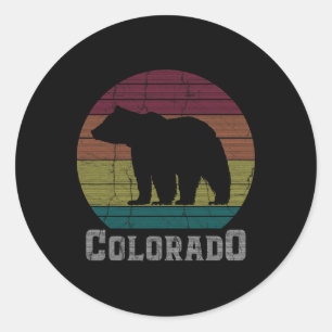 Colorado Rocky Mountains Retro T-Shirt Skifahren C Runder Aufkleber