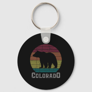 Colorado Rocky Mountains Retro-T-Shirt Skifahren C Schlüsselanhänger