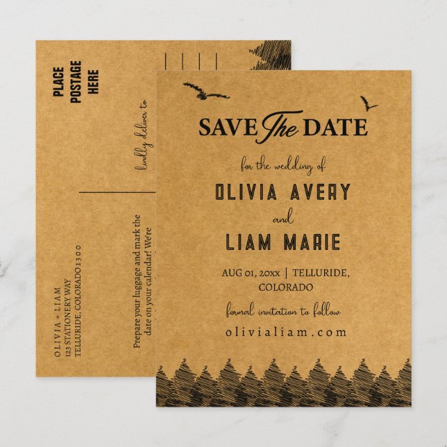 Colorado Rocky Mountains Save the Date Card Postkarte (Vorne/Hinten)