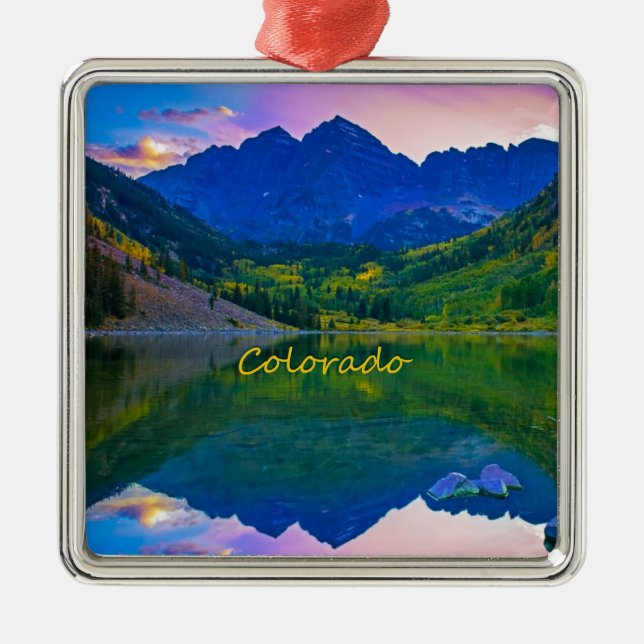 Colorado Rocky Mountains und See Ornament Aus Metall (Vorne)