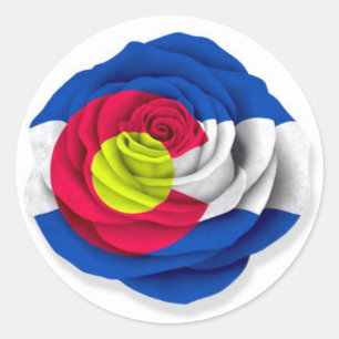 Colorado-Rosen-Flagge auf Weiß Runder Aufkleber