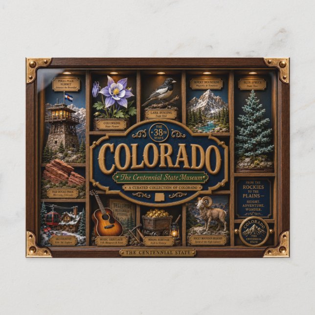 Colorado Shadow Box 3D Figurine Staat Postkarte (Vorderseite)