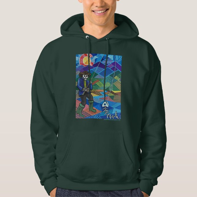 Colorado Skeleton Fischen von Forellen Hoodie (Vorderseite)