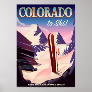 Colorado Ski-Druck - USA Vintage-Ski-Sportplakat Poster