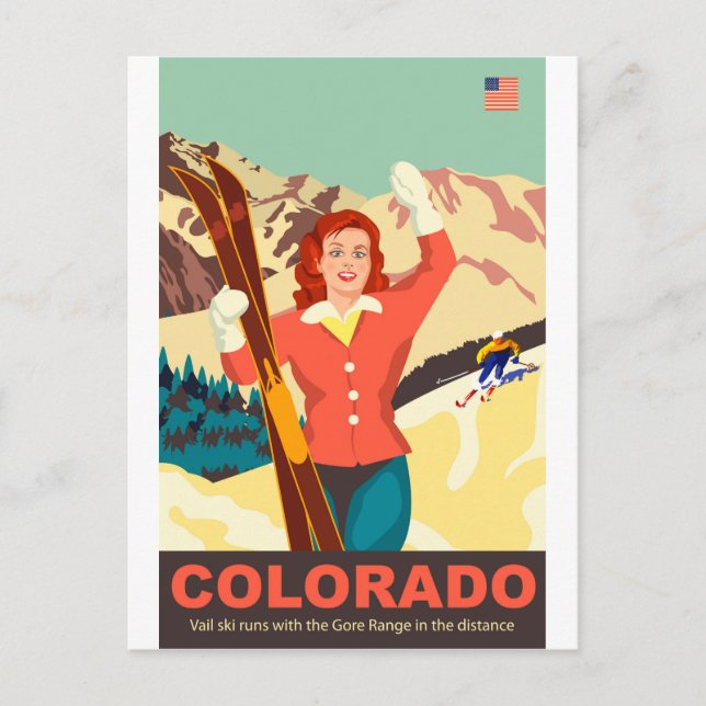 Colorado Ski Girl Postkarte (Vorderseite)