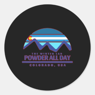 Colorado Ski Mountain Snowboarden Rocky Powder Runder Aufkleber
