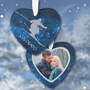 Colorado Ski Night Lights Foto Vorlage Ornament