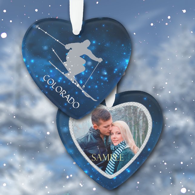 Colorado Ski Night Lights Foto Vorlage Ornament (Von Creator hochgeladen)