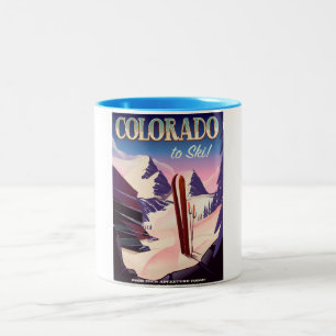Colorado Ski print - USA Vintages Skisportposter Zweifarbige Tasse