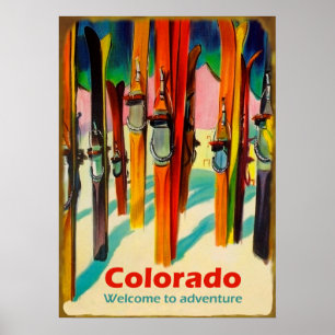 Colorado Skifahren im Schnee, Vintage-Reiseposter Poster
