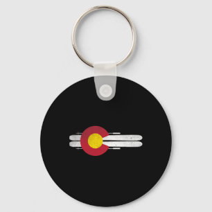 Colorado Skifahren Shirt Colorado Flag Skis Mens W Schlüsselanhänger
