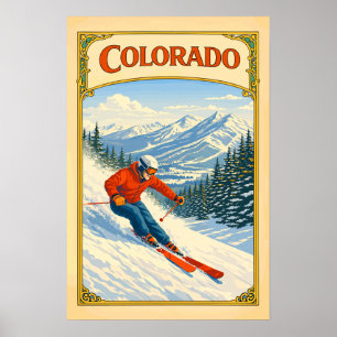Colorado Skifahrer Vintage Poster