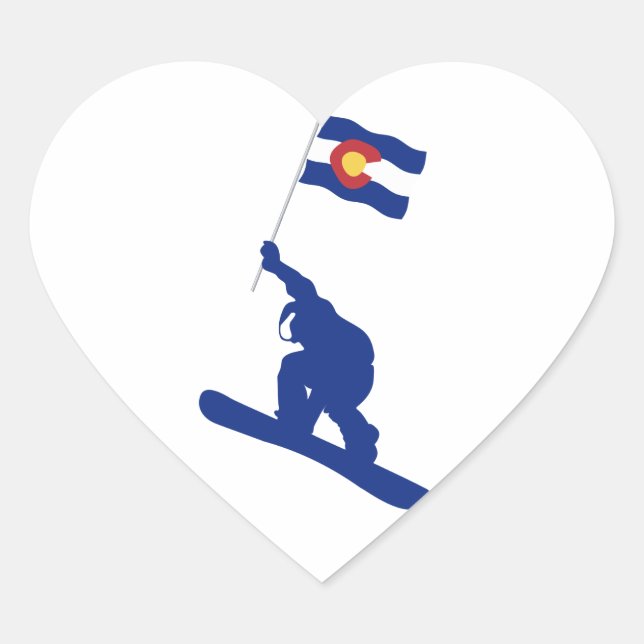 Colorado Snowboard Fahne Herz-Aufkleber (Vorderseite)