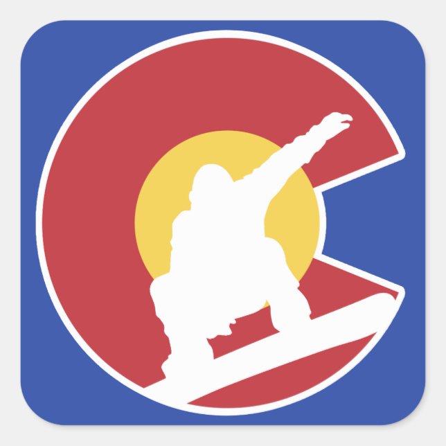 Colorado Snowboard Quadratischer Aufkleber (Vorderseite)