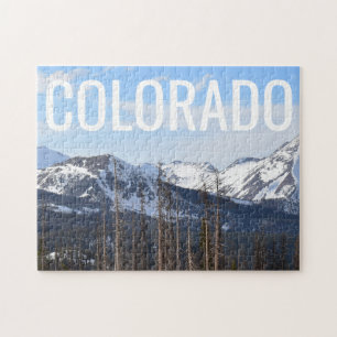 Colorado Snowy Mountains Typografie und Foto Puzzle