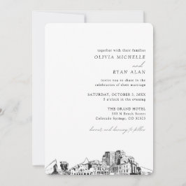 Colorado Spring Wedding Elegante Skyline Einladung