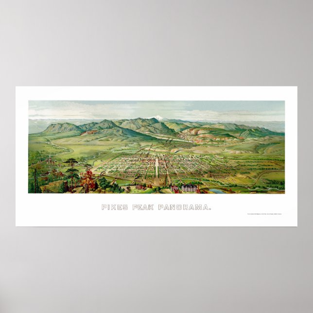 Colorado Springs, CO Panorama Karte - 1890 Poster (Vorne)