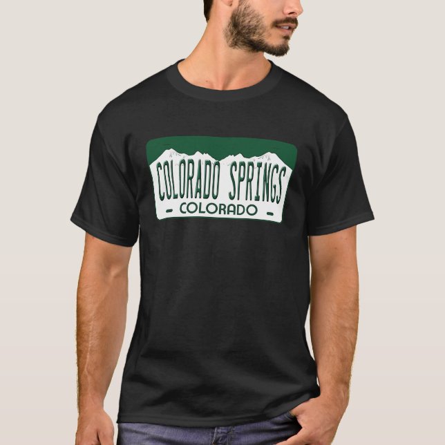 Colorado Springs Colorado License Plate T-Shirt (Vorderseite)