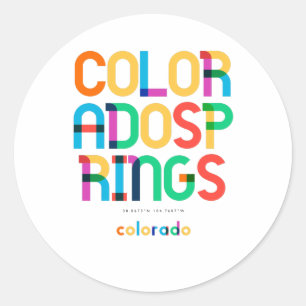 Colorado Springs Colorado Mitte Jahrhundert, Pop A Runder Aufkleber