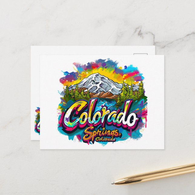 Colorado Springs, Colorado Pikes Peak Postkarte (Vorderseite/Rückseite Beispiel)