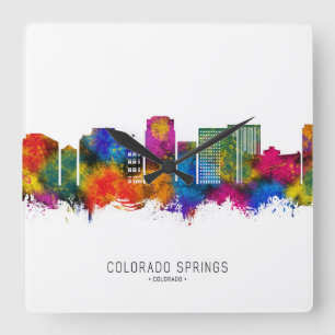 Colorado Springs Colorado Skyline Quadratische Wanduhr
