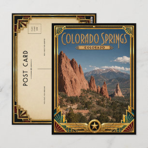 Colorado Springs Colorado Vintage Art Deco Golden  Postkarte