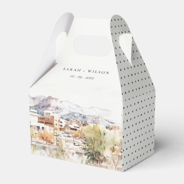 Colorado Springs, Colorado Watercolor Wedding Geschenkschachtel (Vorderseite)