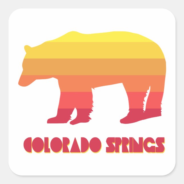 Colorado Springs Regenbogenbär Quadratischer Aufkleber (Vorderseite)