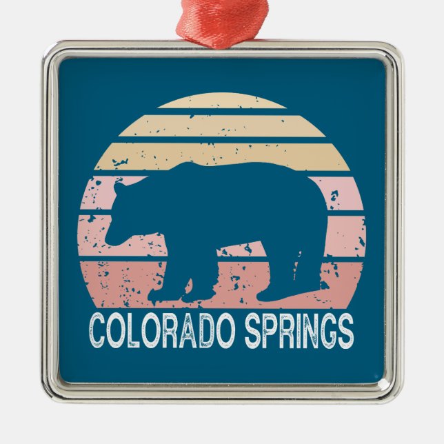 Colorado Springs Retro Bär Ornament Aus Metall (Vorne)