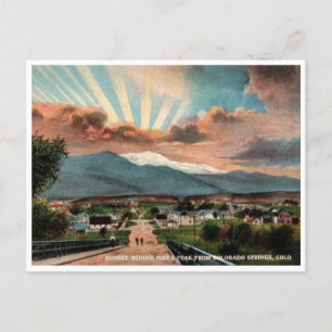 Colorado Springs Vintage Pikes Peak Sonnenuntergan Postkarte