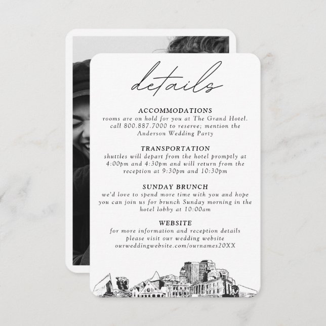 Colorado Springs Wedding Details Enclosure Card Begleitkarte (Vorne/Hinten)