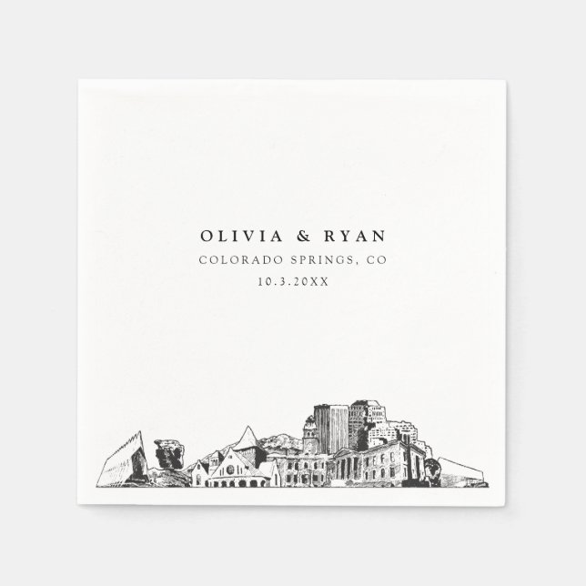 Colorado Springs Wedding Minimalistisch Paper Serviette (Vorderseite)