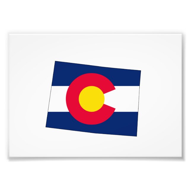 Colorado Staat Kontur Karte und Flagge Fotodruck (Vorne)