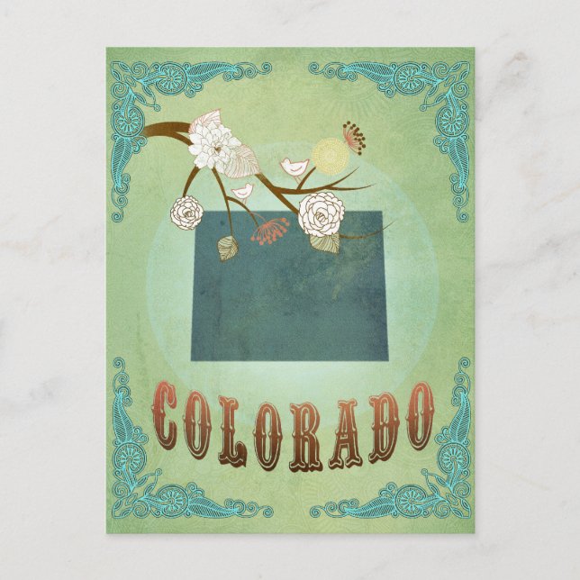 Colorado Staat Map - Green Postkarte (Vorderseite)