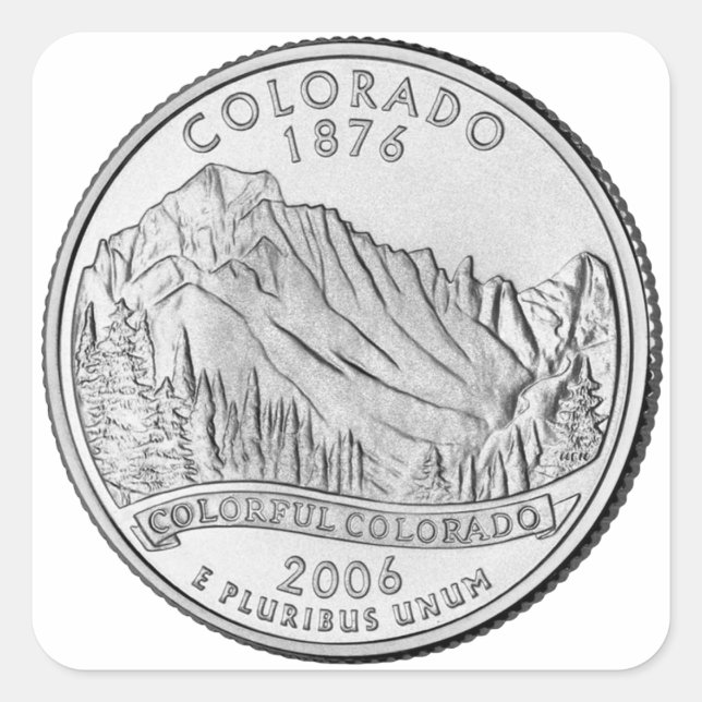 Colorado Staat Quarter Quadratischer Aufkleber (Vorderseite)