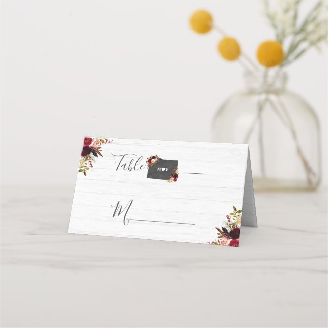 Colorado Staat Zielort Rustikale Tischnummer Platzkarte (Vorderseite)