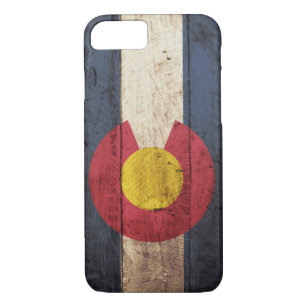 Colorado-Staats-Flagge auf altem hölzernem Korn iPhone 8/7 Hülle