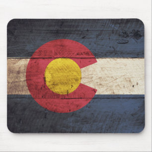 Colorado-Staats-Flagge auf altem hölzernem Korn Mousepad