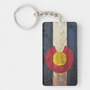 Colorado-Staats-Flagge auf altem hölzernem Korn Schlüsselanhänger