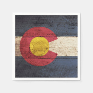 Colorado-Staats-Flagge auf altem hölzernem Korn Serviette