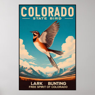 Colorado State Bird - Lark Bunting Vintage auf Deu Poster