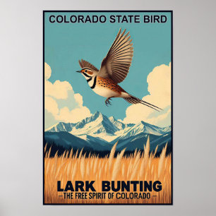 Colorado State Bird - Lark Bunting Vintage auf Deu Poster