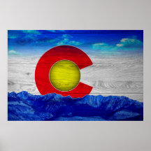 Colorado State Flag Art on Wood